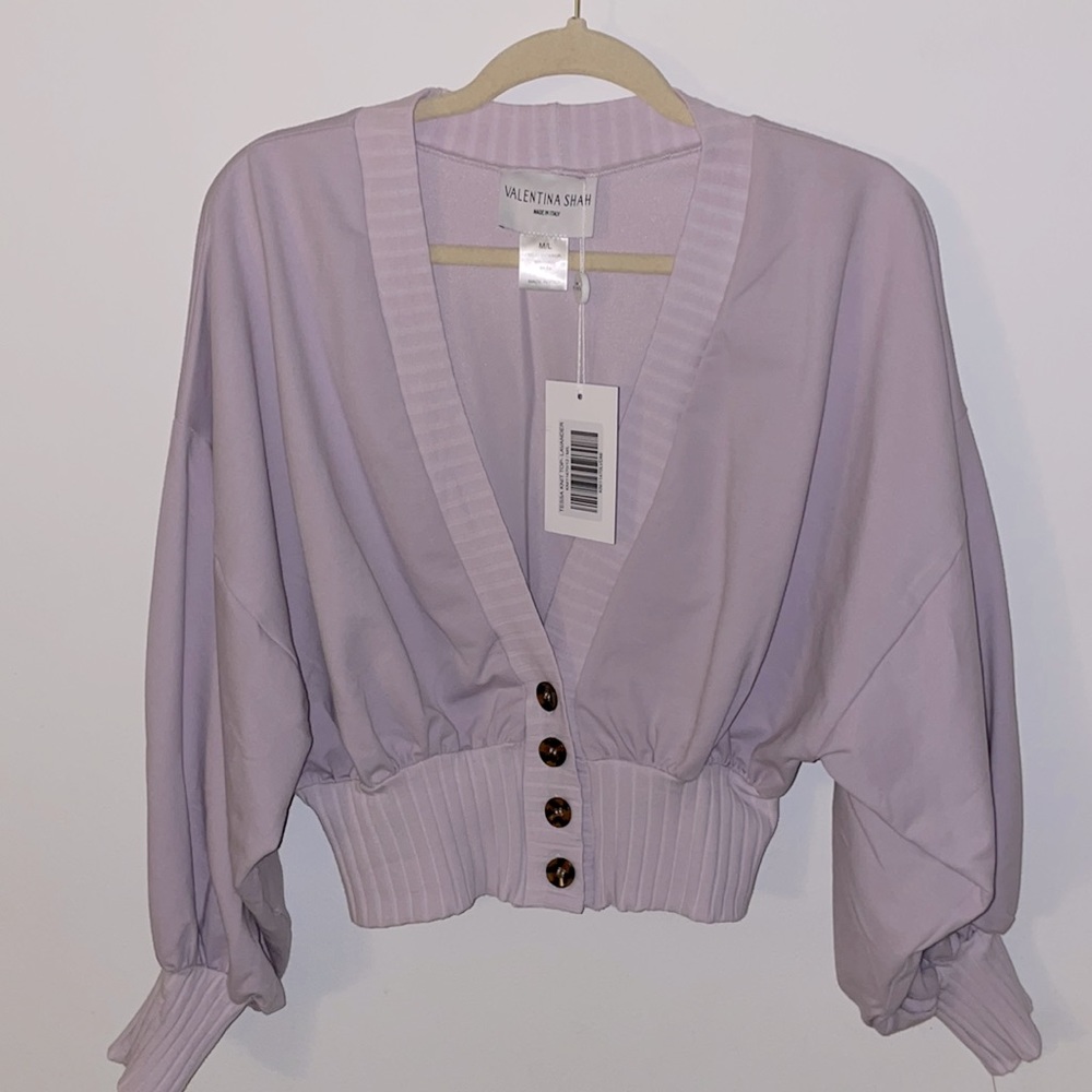 Valentina Lavender V-Neck Button-Front Blouse